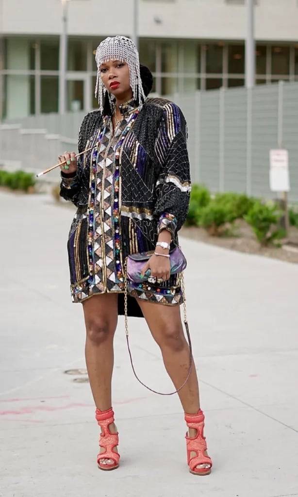 Embellished Black Mini Dress with Structured Shoulders Embellished Black Mini Dress with Structured Shoulders — Party Outfits Black Women