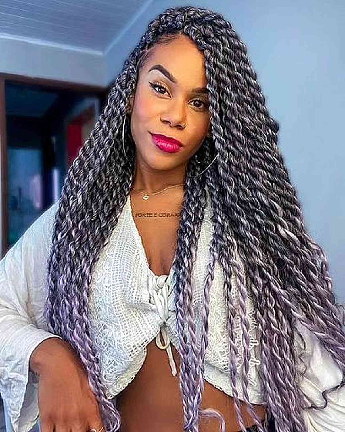 Mid-Back Gray And Purple Ombre Passion Twists Mid-Back Gray And Purple Ombre Passion Twists — Passion Twists Hairstyles