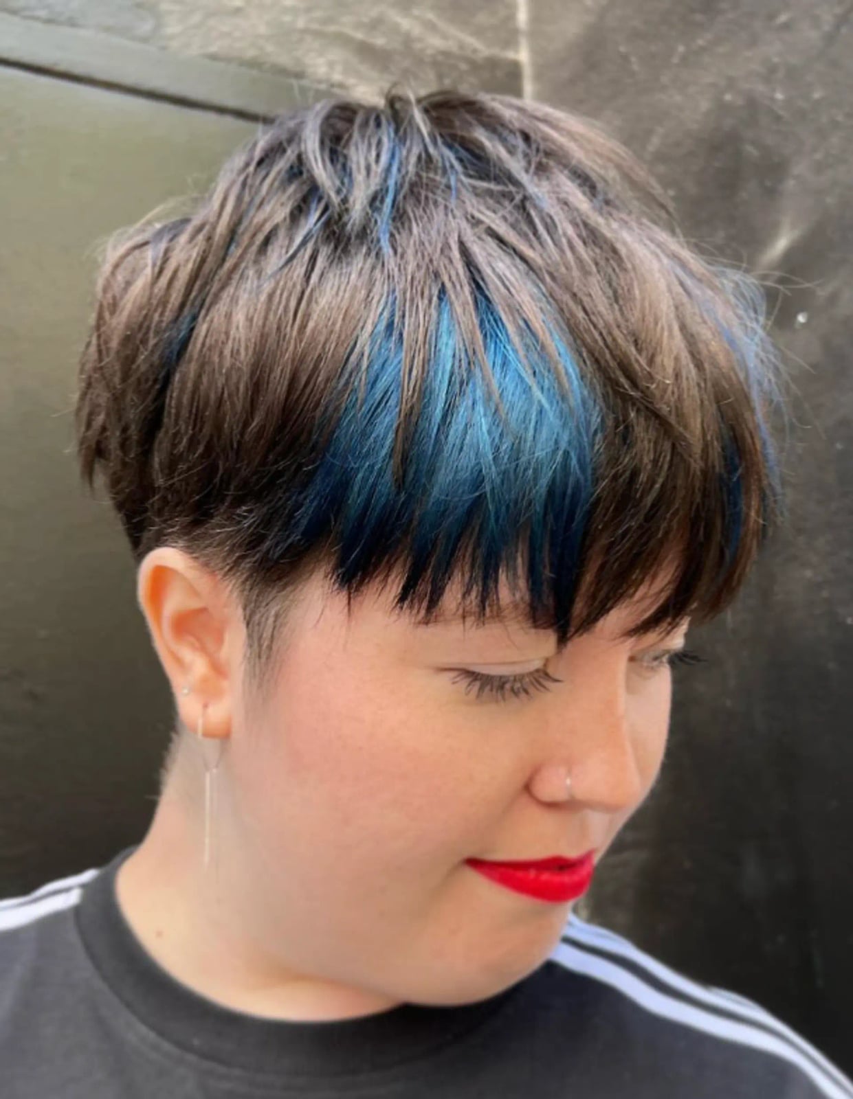Short Pixie With Blue Peekaboo Highlights — Peekaboo Hair