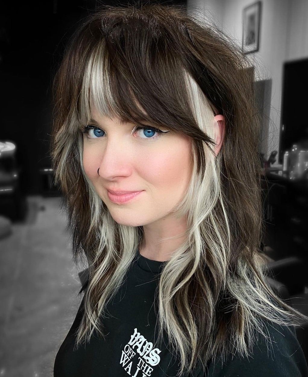 Dark Brown Shag With Blonde Peekaboo Highlights — Peekaboo Hair