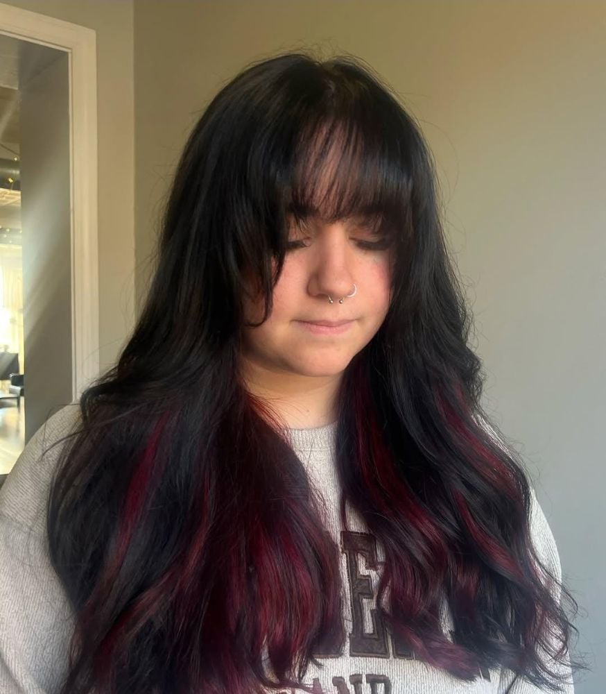 Mid-Back Dark Brown With Blonde Peekaboo — Peekaboo Hair