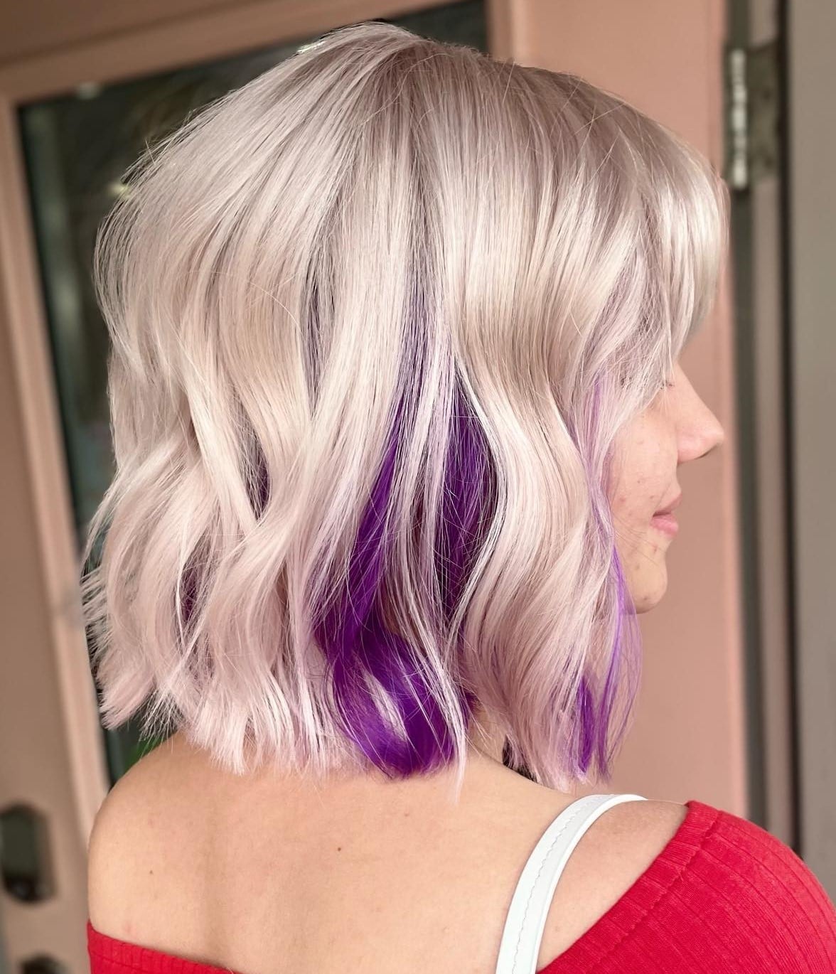 Collarbone Bob With Purple Peekaboo Strands — Peekaboo Hair