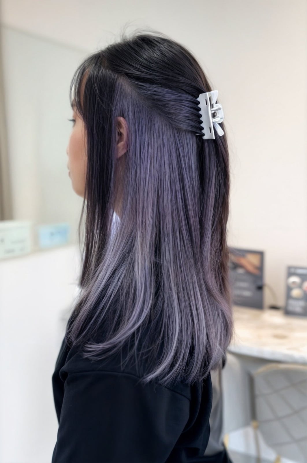 Dark Brown With Purple Gray Peekaboo — Peekaboo Hair Color