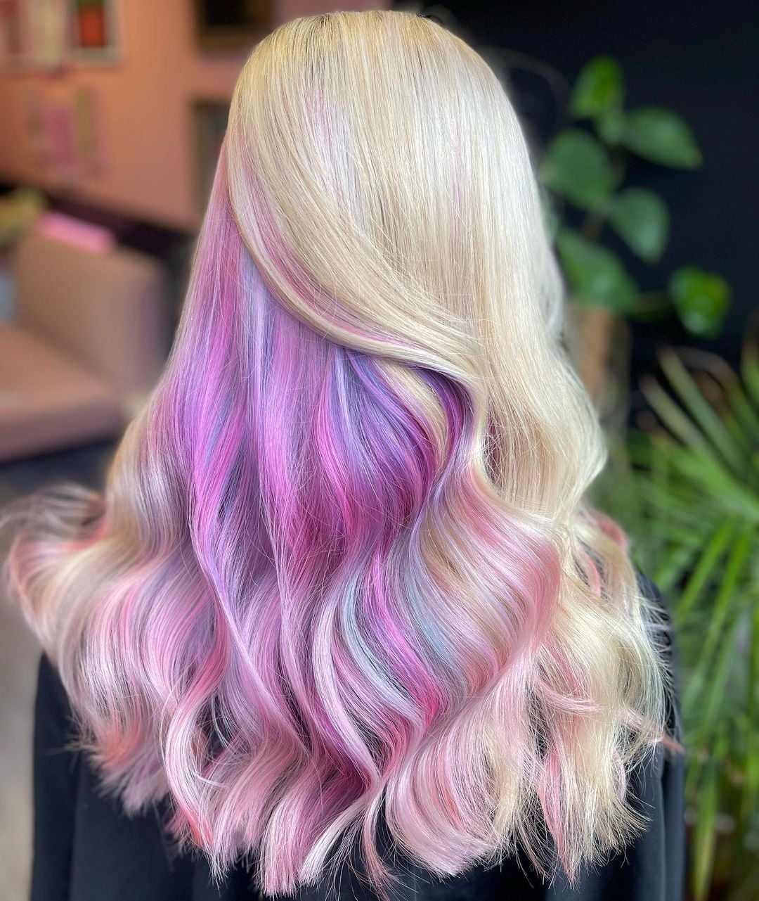 Platinum Blonde With Pastel Rainbow Peekaboo — Peekaboo Hair Color