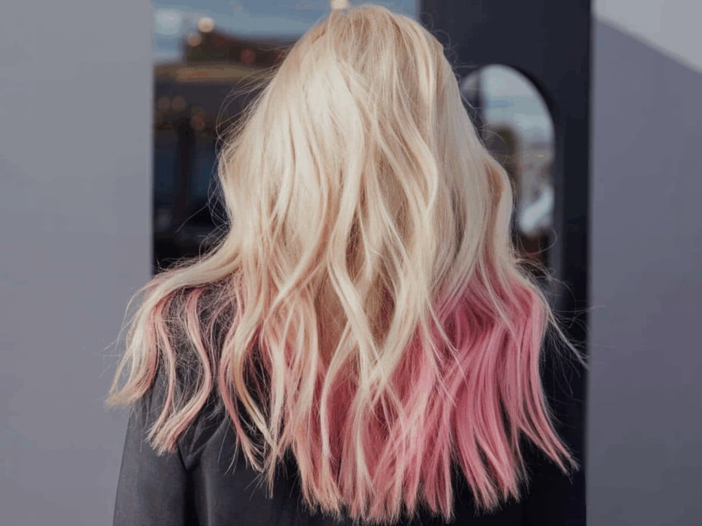 Platinum Blonde With Pink Peekaboo Ends — Peekaboo Hair Color