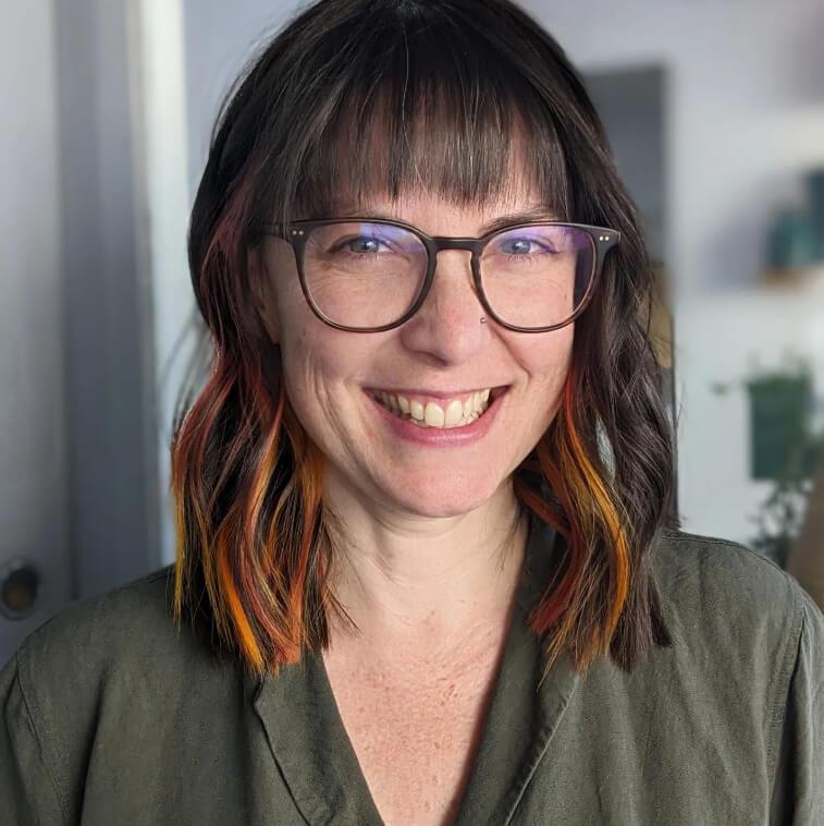 Chin Lob With Warm Toned Peekaboo — Peekaboo Hair Color