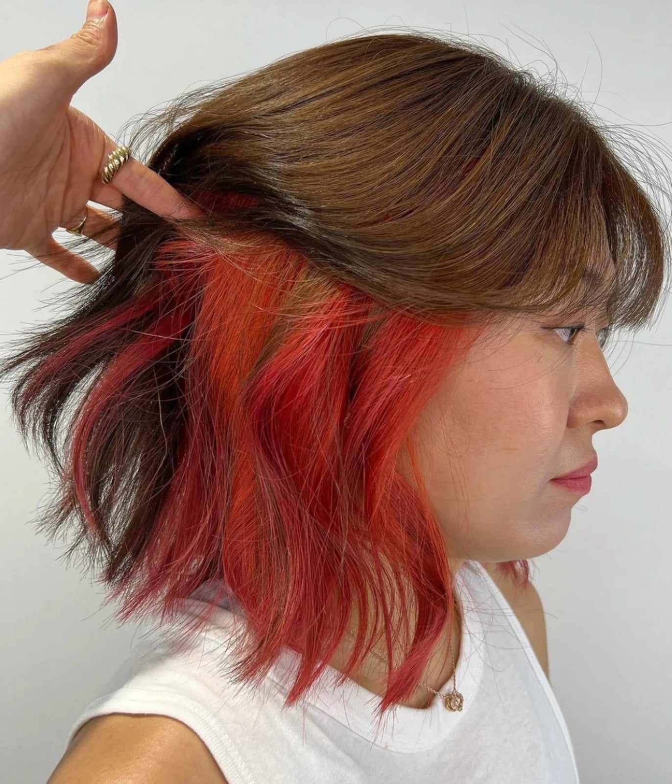 Brown Bob With Red Peekaboo — Peekaboo Hair Color