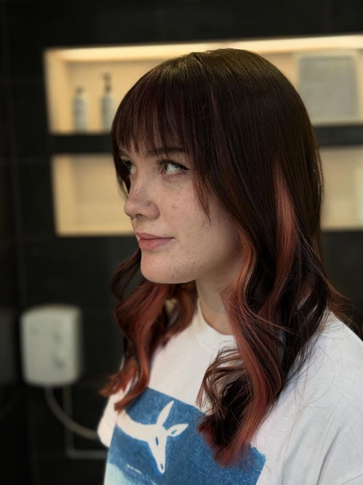 Dark Brown With Copper Peekaboo — Peekaboo Hair Color