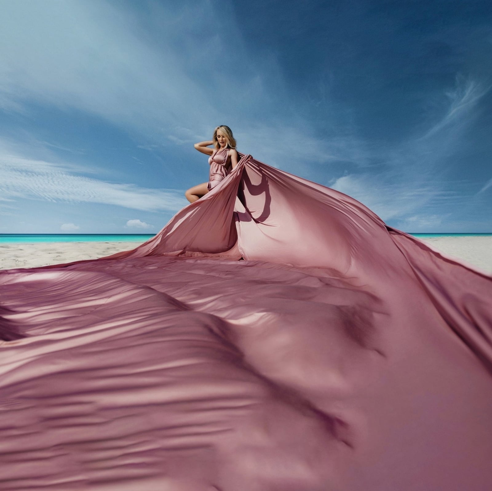 Mauve Chiffon Dress with Metallic Sheen and Flowing Overlay — Photoshoot Dress