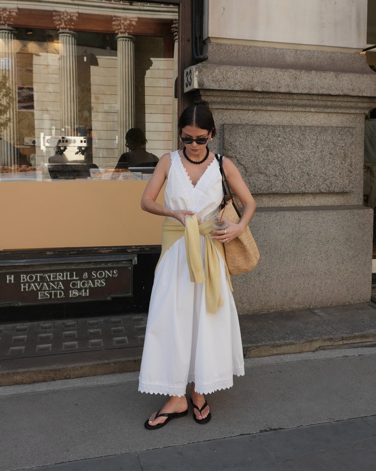White Lace Maxi Dress with Yellow Scarf White Lace Maxi Dress with Yellow Scarf — Photoshoot Outfits