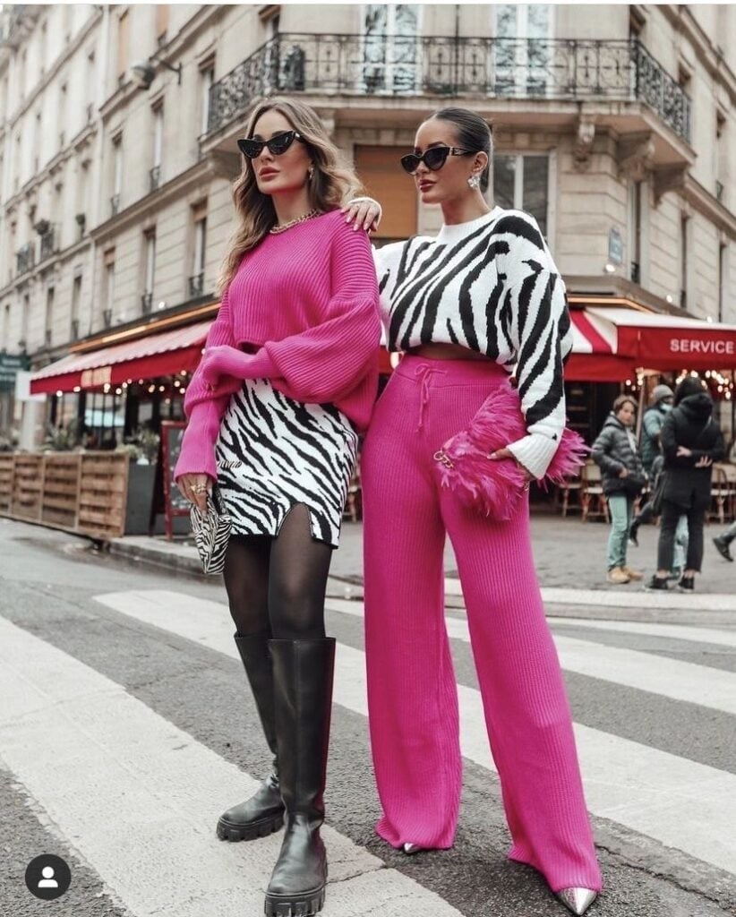 Zebra Print Skirt with Pink Sweater Zebra Print Skirt with Pink Sweater — Photoshoot Outfits