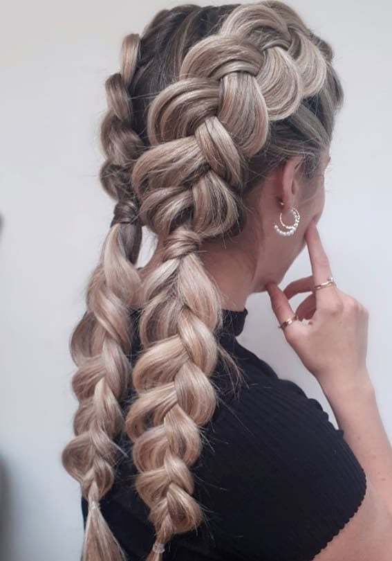 Chunky Ash Blonde Braids With Darker Roots — Pigtails Braids