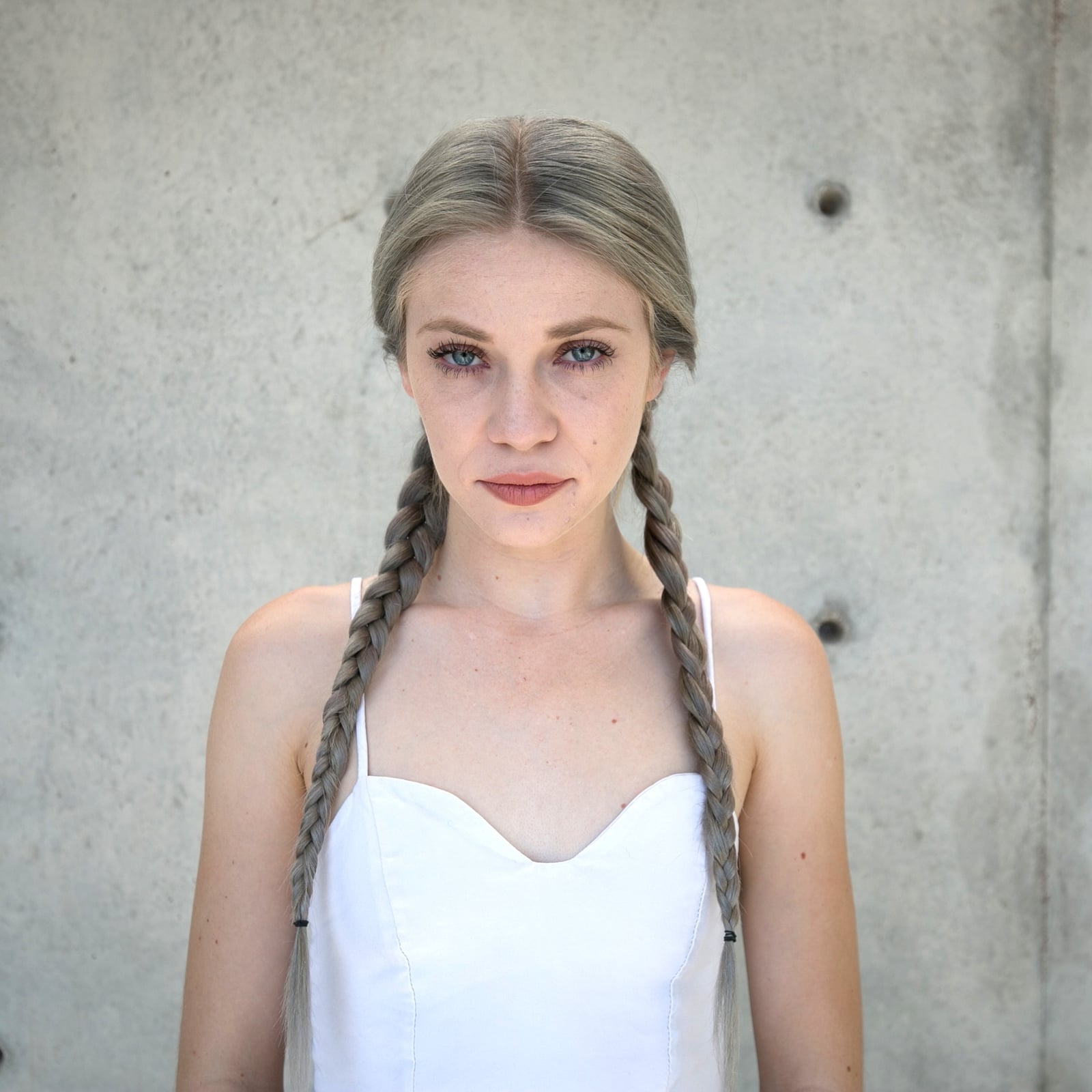 Neat Ash Blonde Pigtail Braids Collarbone Length — Pigtails Braids