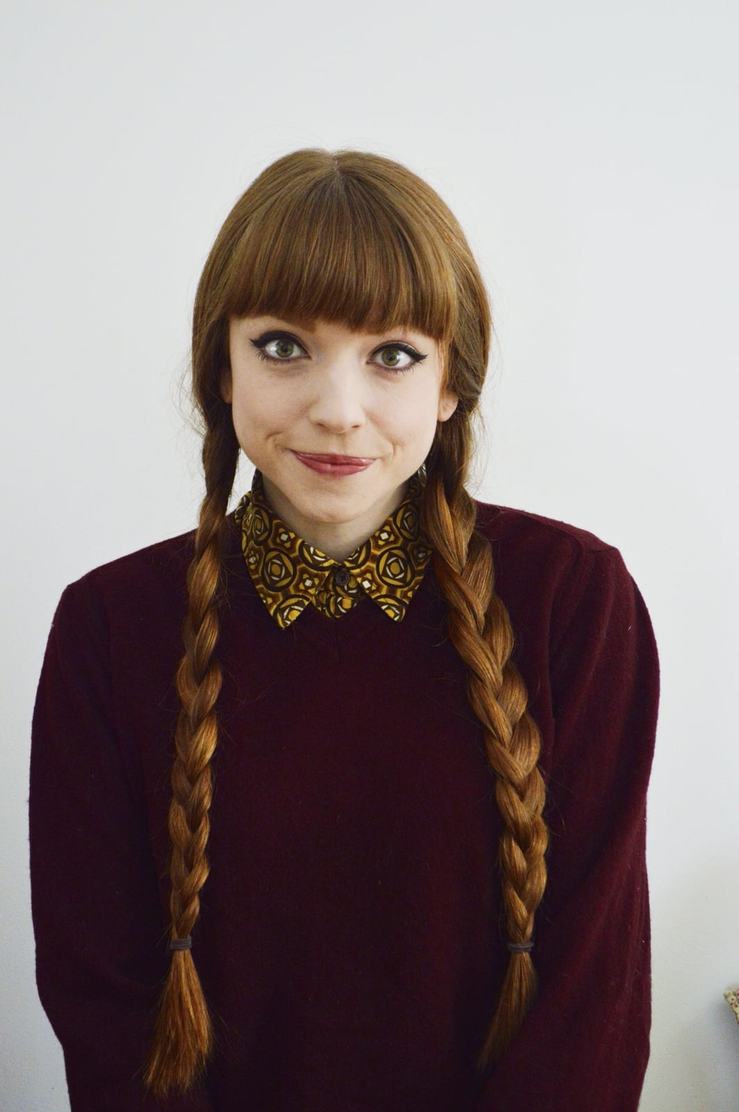 Medium Brown Braids With Blunt Bangs, Mid-Back — Pigtails Braids