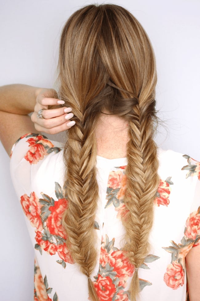 Brown And Blonde Fishtail Braids Texture — Pigtails Braids