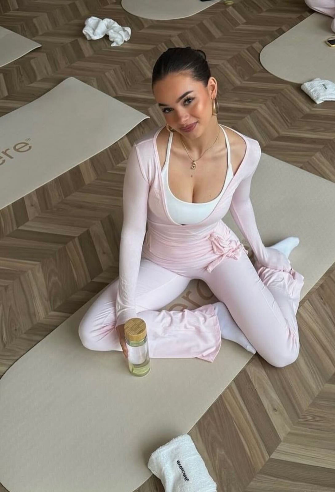Soft Pink Matching Set With White Socks — Pilates Outfits