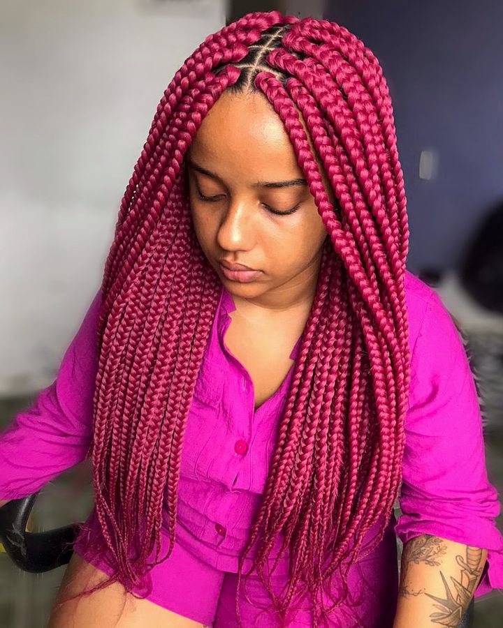 Vibrant Hot Pink Jumbo Box Braids — Pink Braids