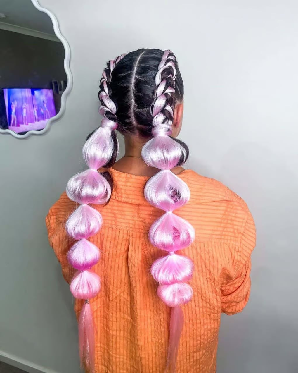 Black and Pink Bubble Braids — Pink Braids