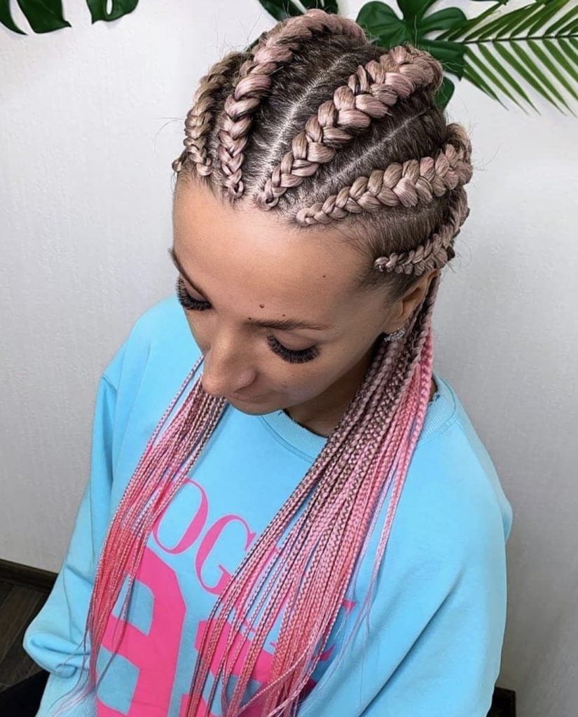 Thick Straight Box Braids in Vibrant Pink — Pink Braids