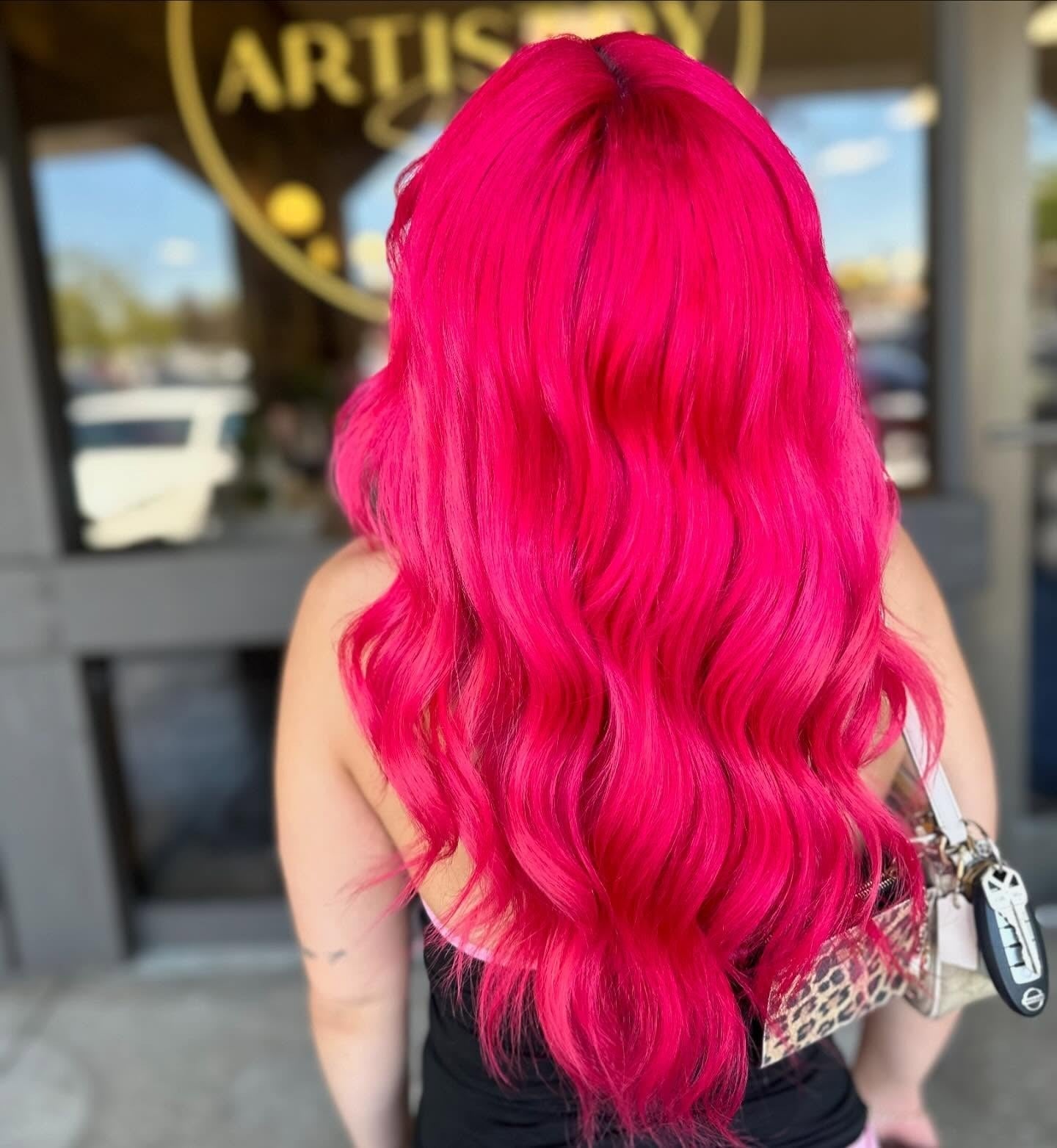 Vibrant Hot Pink Mid-Back Waves Vibrant Hot Pink Mid-Back Waves — Pink Hair Color