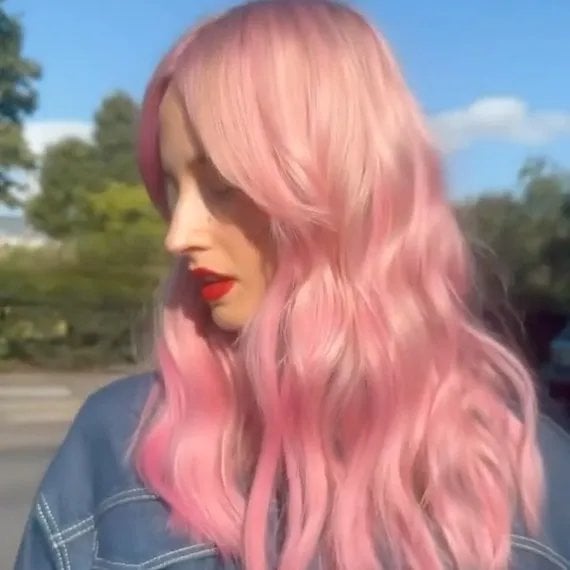 Bright Pink Shoulder Length Layers Bright Pink Shoulder Length Layers — Pink Hair Color