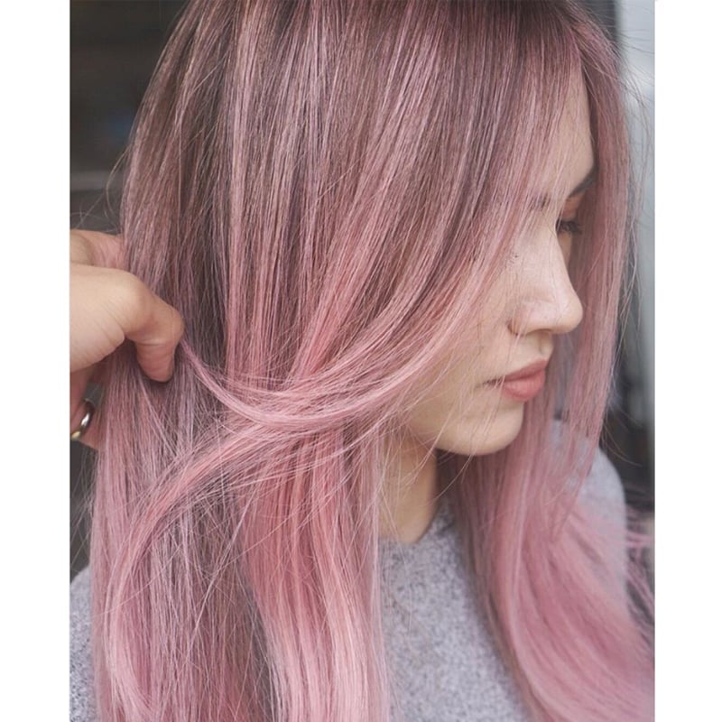 Pastel Pink With Darker Roots Waves Pastel Pink With Darker Roots Waves — Pink Hair Color