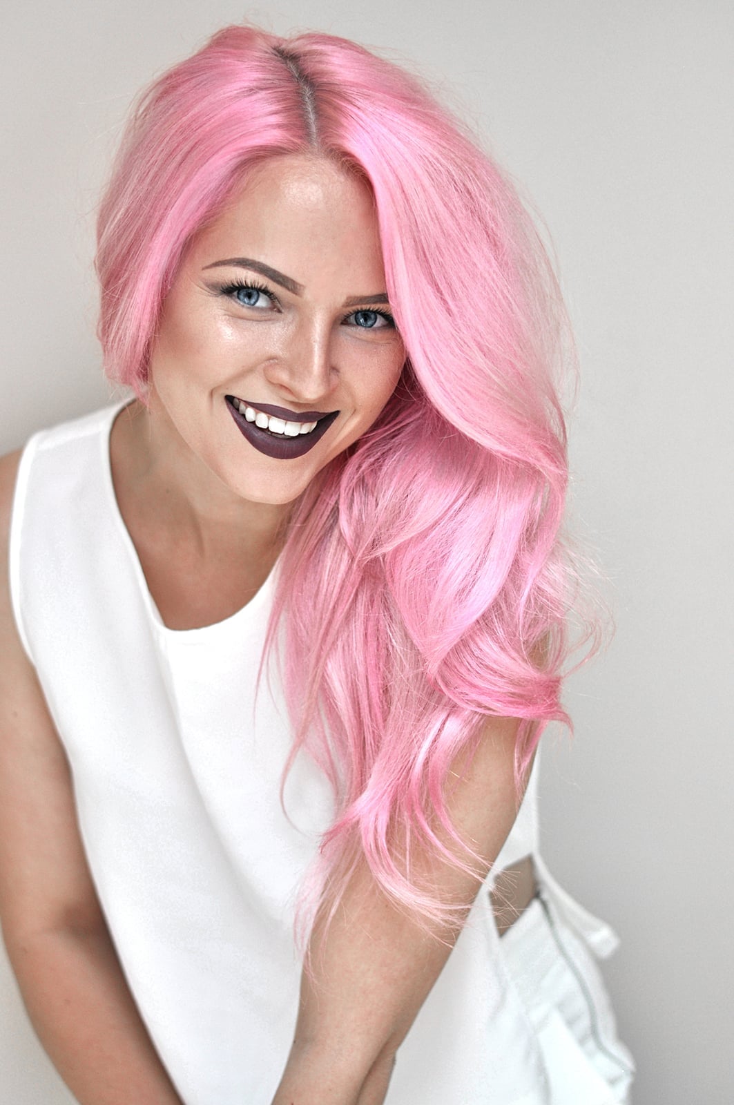 Pastel Pink Mid-Back Layers Pastel Pink Mid-Back Layers — Pink Hair Color