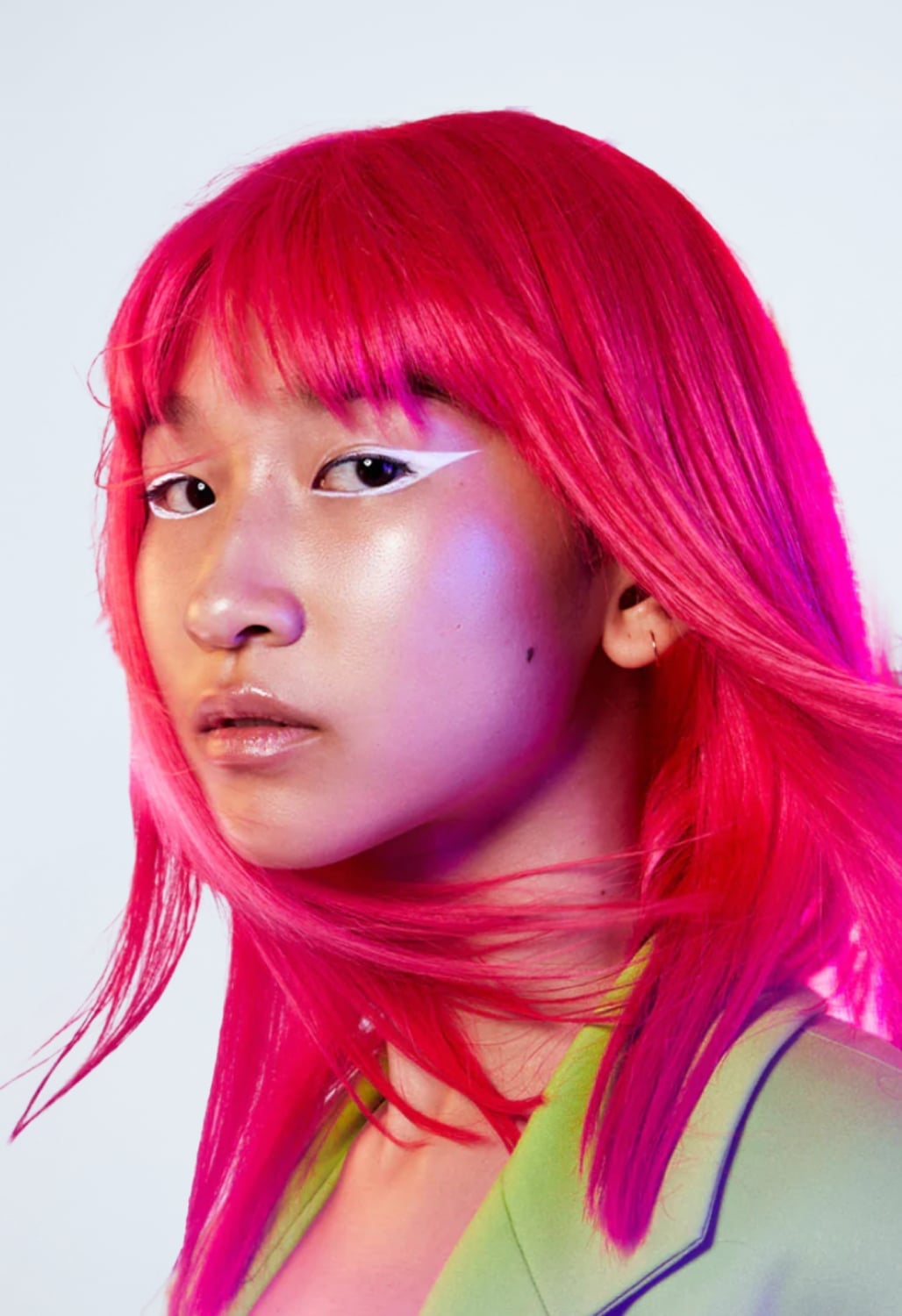 Neon Pink Mid-Back Blunt Cut Neon Pink Mid-Back Blunt Cut — Pink Hair Color