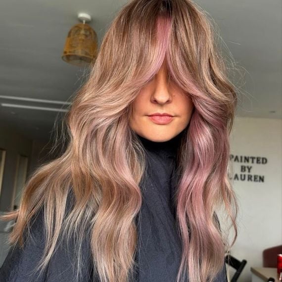 Rose Gold Base With Pink Highlights Rose Gold Base With Pink Highlights — Pink Hair Color
