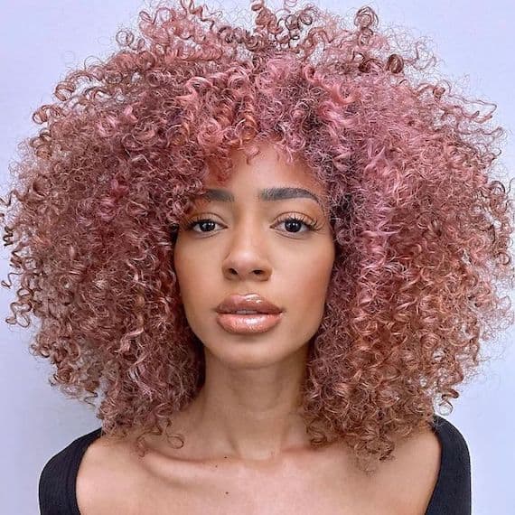 Dusty Rose Pink Shoulder Length Curls Dusty Rose Pink Shoulder Length Curls — Pink Hair Color