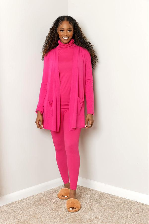 Hot Pink Loungewear Set With Slippers Hot Pink Loungewear Set With Slippers — Pink Leggings Outfit