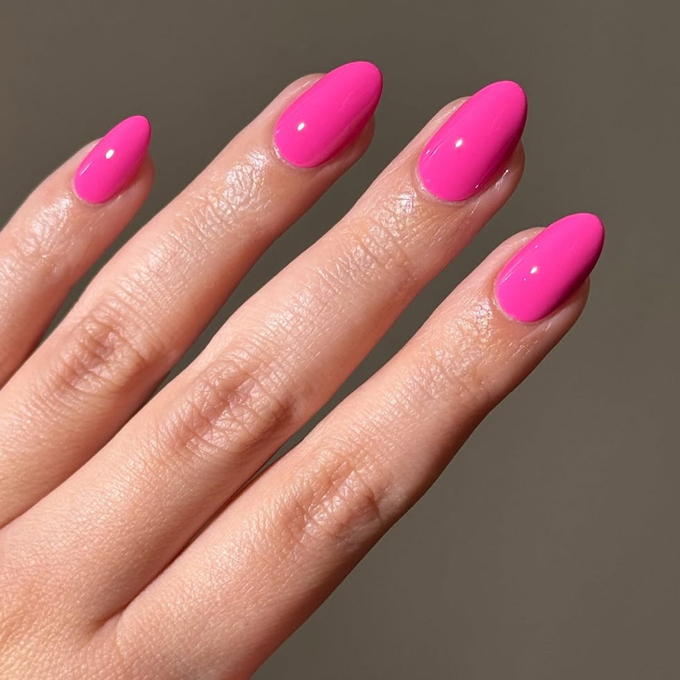 Short Almond Nails In Fuchsia Pink — Pink Nail Colors