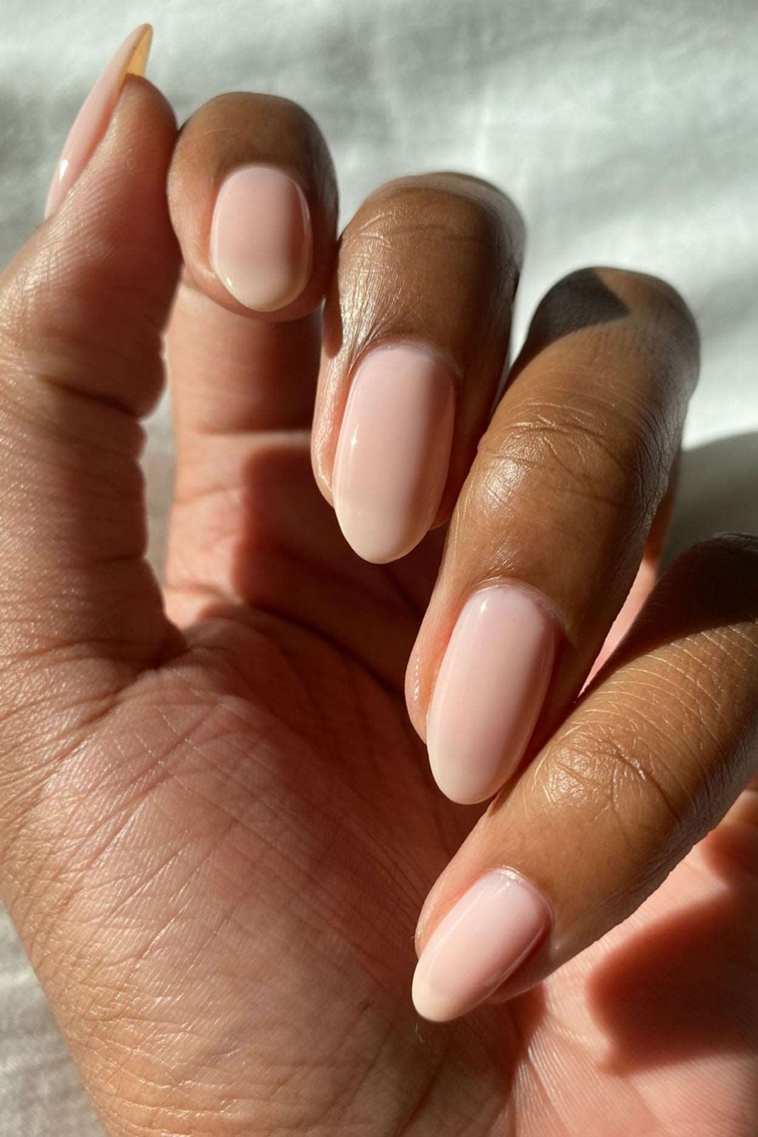 Medium Almond Nails With Milky Pink Nude — Pink Nail Colors