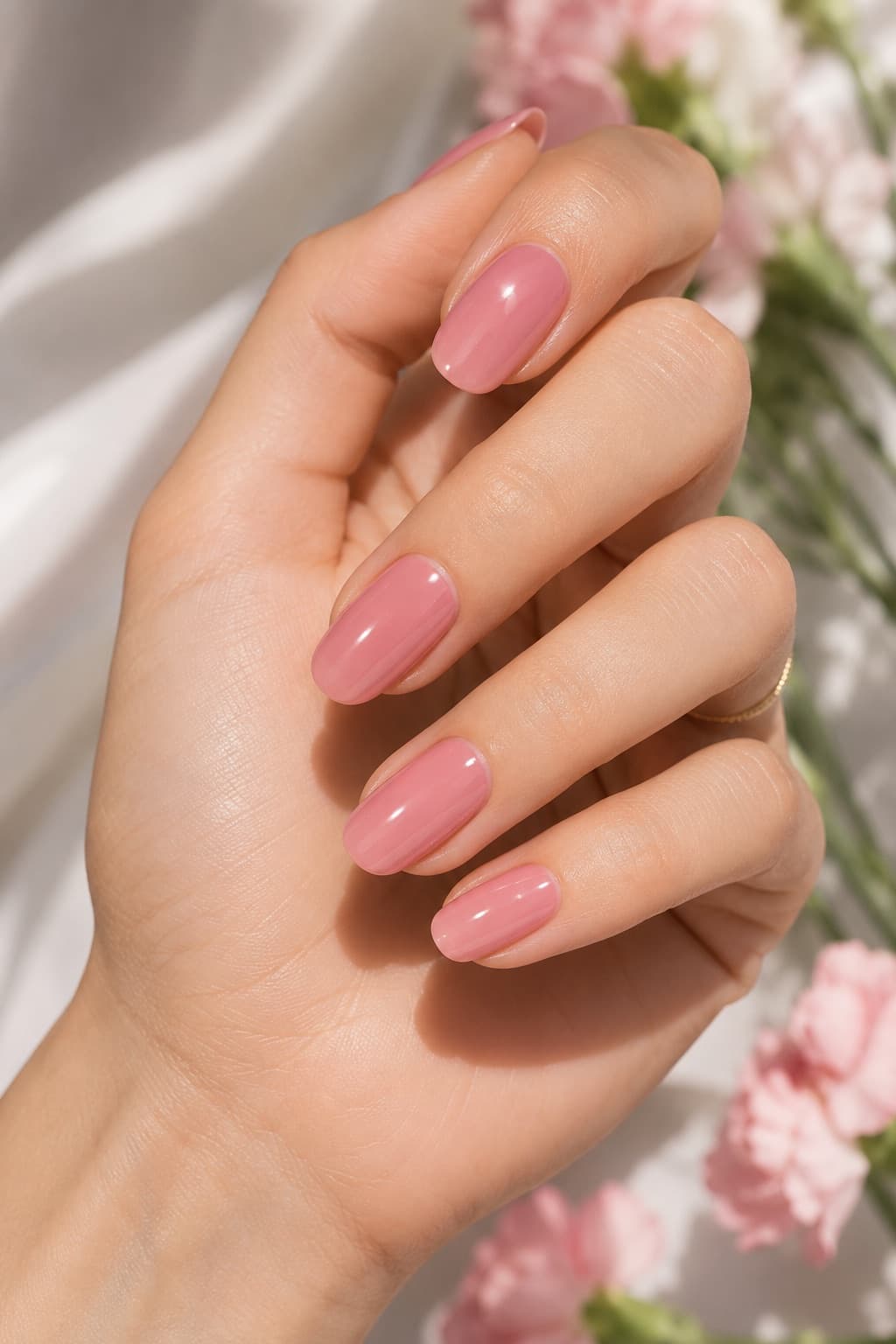 Short Oval Dusty Rose Pink Nails — Pink Nail Colors