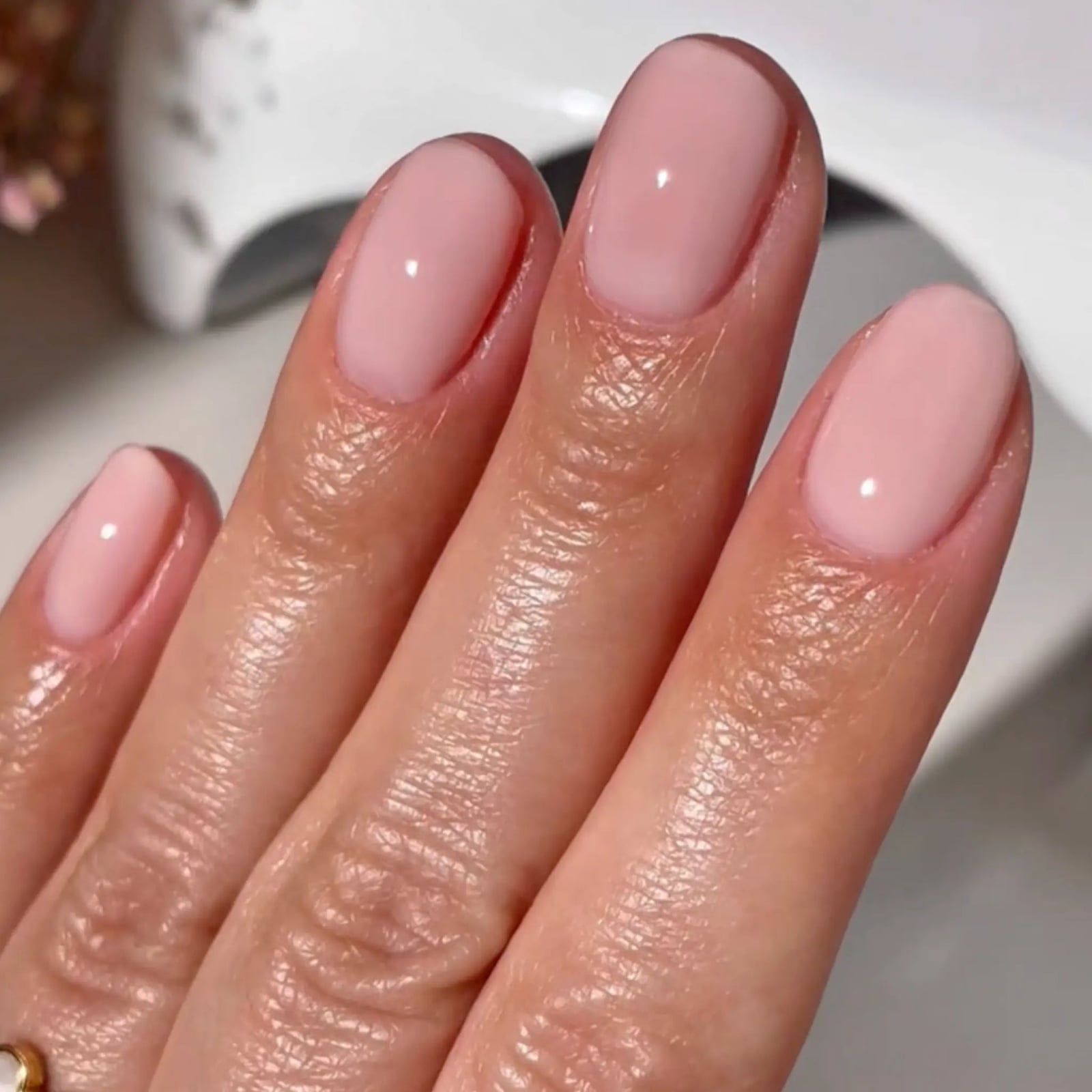 Short Almond Nails In Milky Pink — Pink Nail Colors