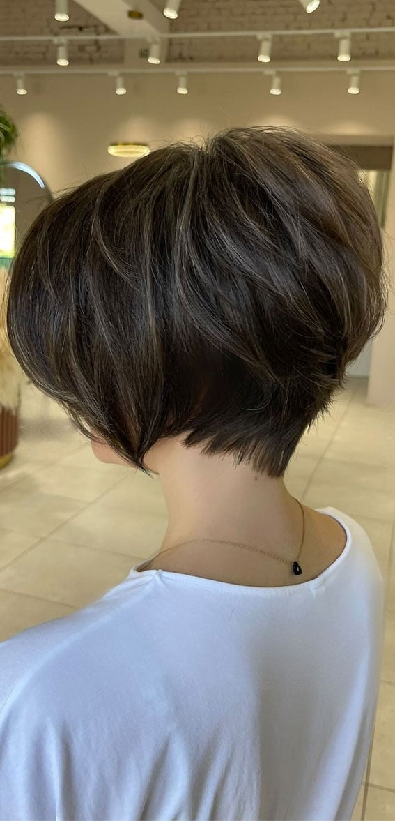 Dark Brown Inverted Bob With Graduated Shape — Pixie Bob