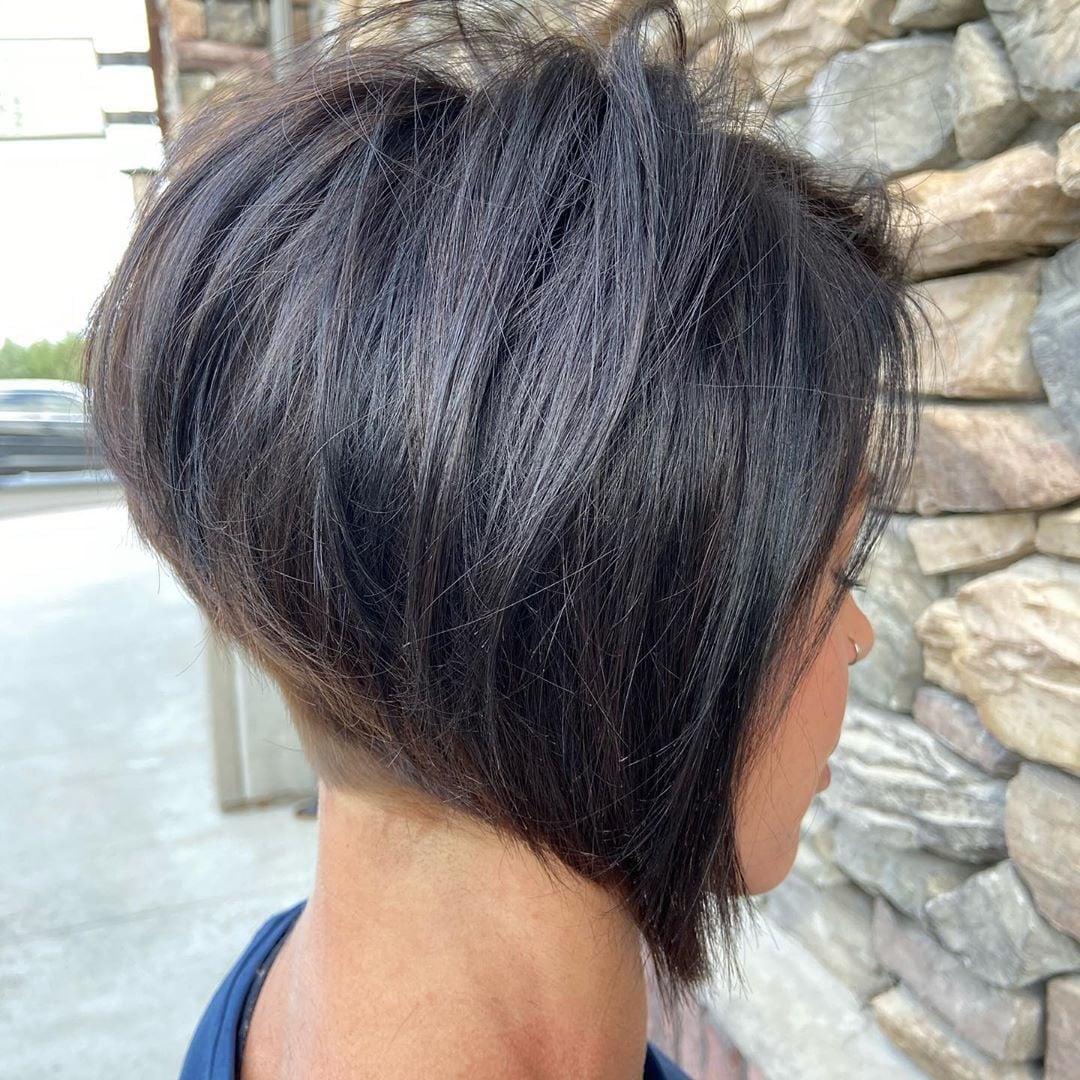 Dark Brown Inverted Bob With Stacked Back — Pixie Bob