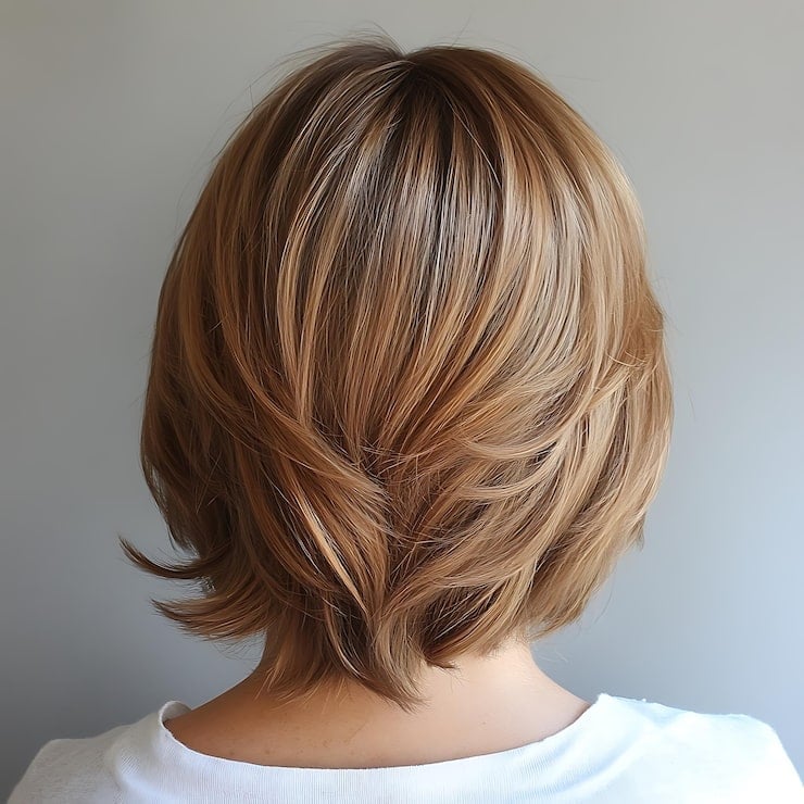 Layered Bob With Dark Blonde Highlights, Collarbone — Pixie Bob