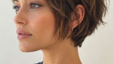 Mocha Bronde Textured Pixie Bob with Fringe : Choppy Layers for Fine Hair