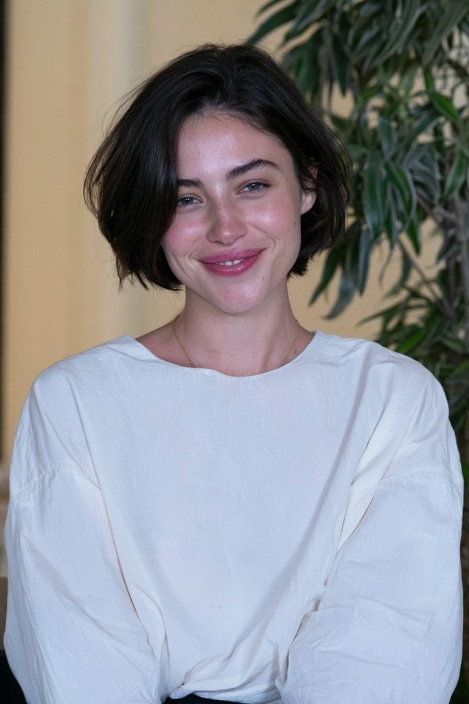 Effortless Ear Length Dark Brown Pixie Bob, Close-Up Take — Pixie Bob Haircut