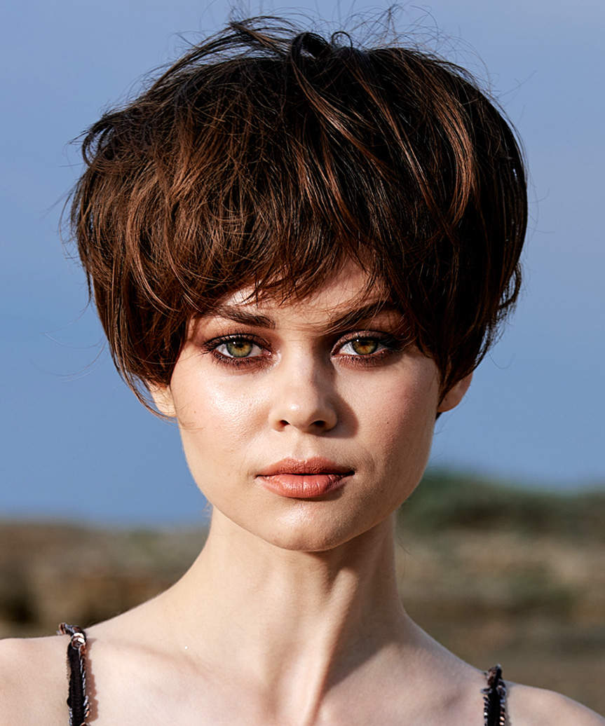 Voluminous Dark Brown Pixie With Highlights — Pixie Haircuts
