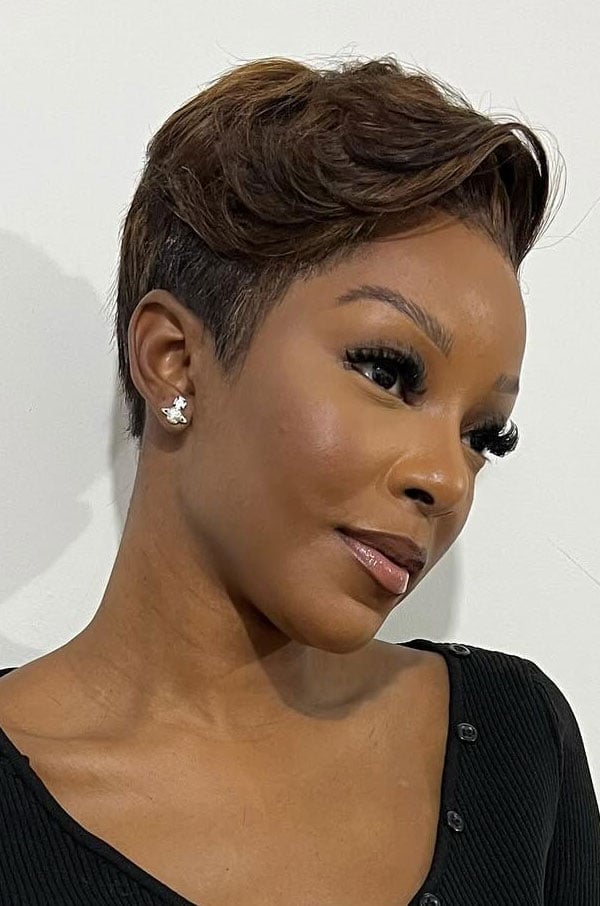 Tapered Dark Brown Pixie With Soft Waves — Pixie Haircuts