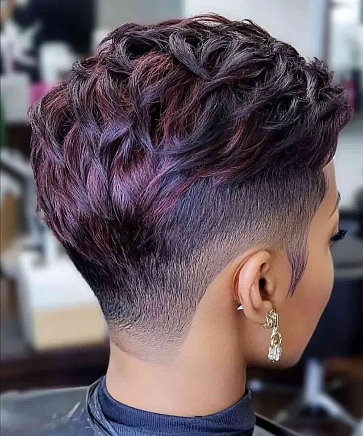 Dark Purple Pixie With Undercut — Pixie Haircuts