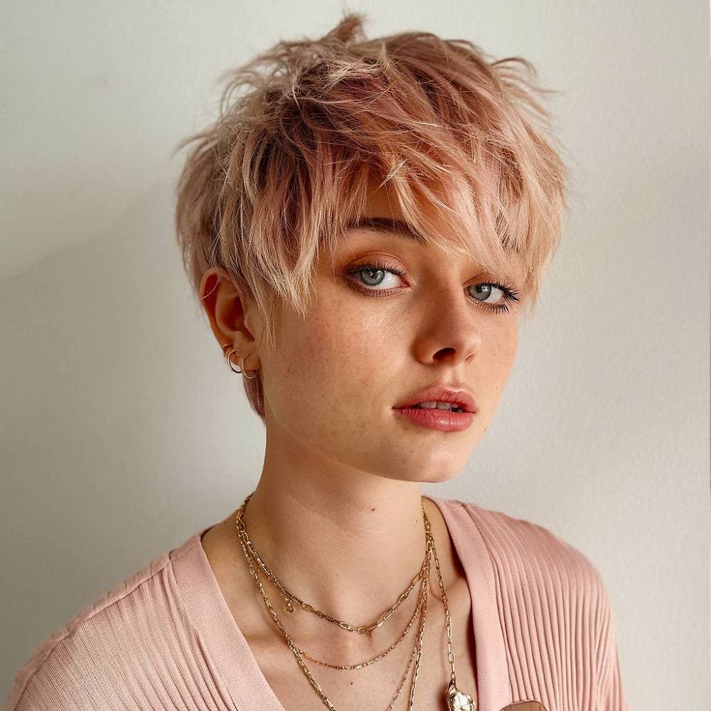 Edgy Pink Pixie With Wispy Bangs — Pixie Hairstyles
