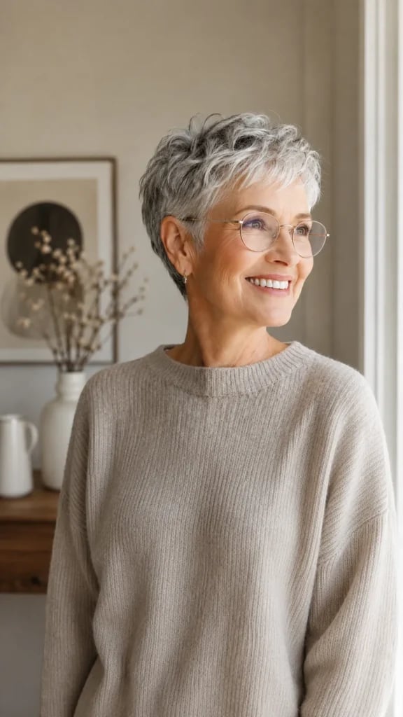 Gray Pixie With Soft Layered Bangs — Pixie Hairstyles