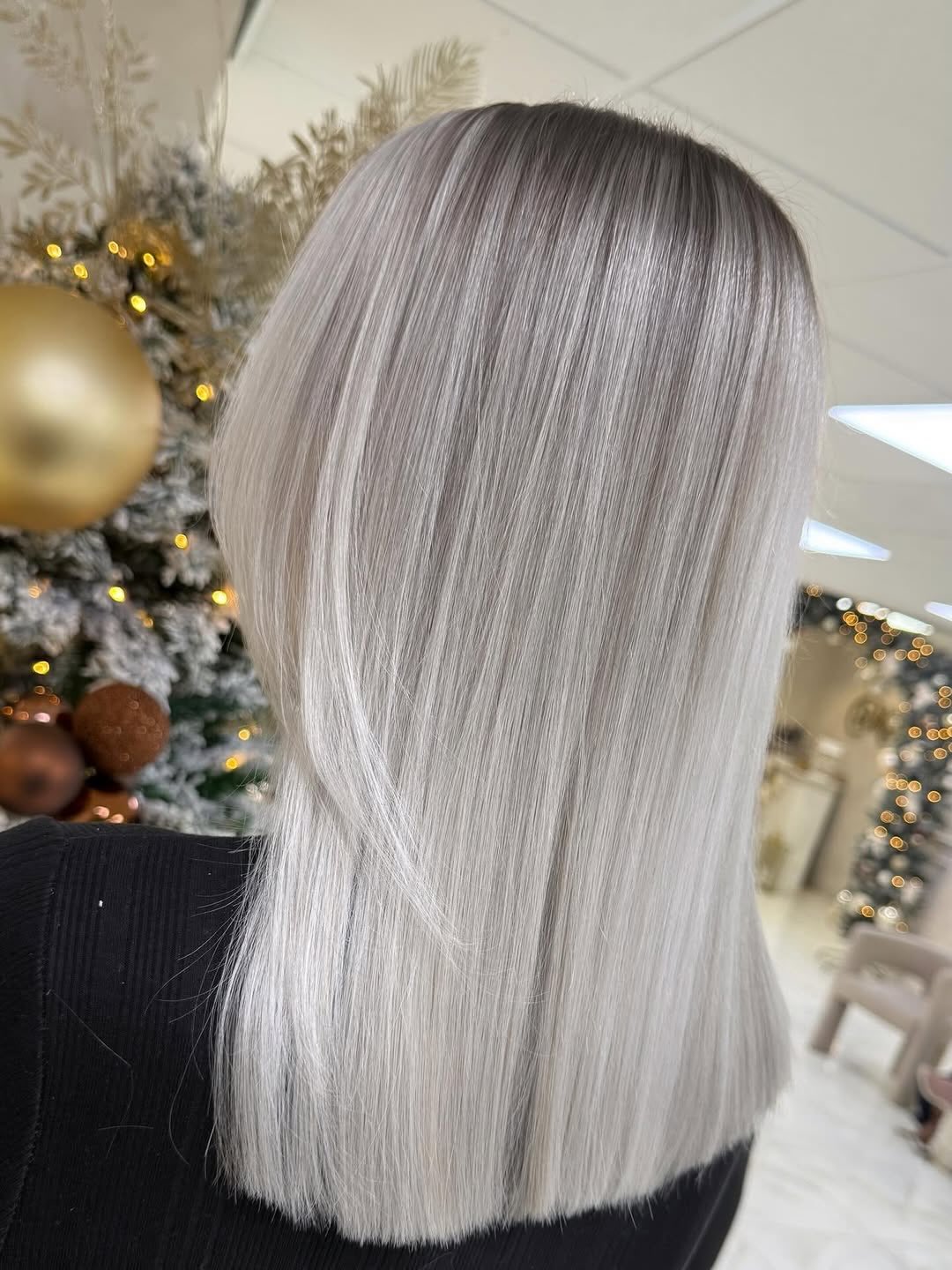 Platinum Ash Blonde Halo With Shadow Root