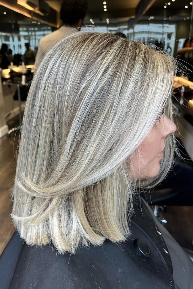Collarbone Lob With Face-Framing Layers Collarbone Lob With Face-Framing Layers — Platinum Blonde