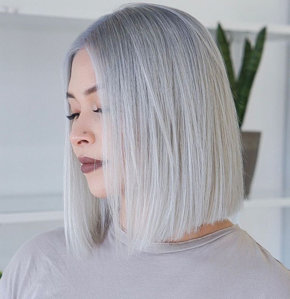 Sharp Chin Length Platinum Blonde Bob Sharp Chin Length Platinum Blonde Bob