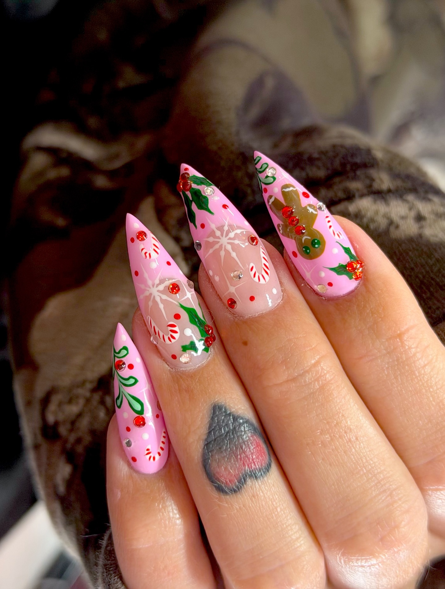Playful Pink Gingerbread Holiday Stilettos
