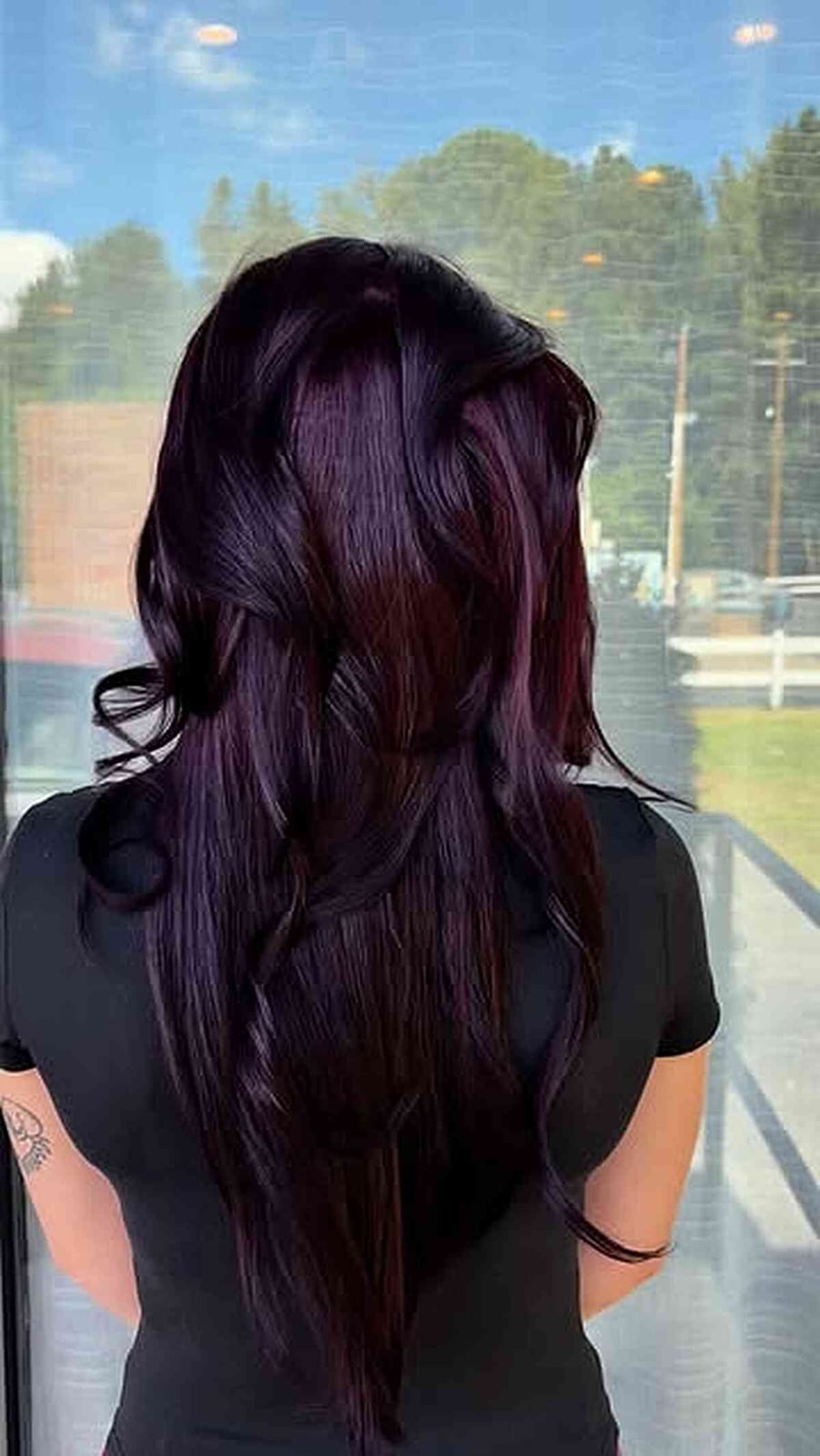 Mid-Back Deep Plum With Violet Undertones Mid-Back Deep Plum With Violet Undertones — Plum Hair Color